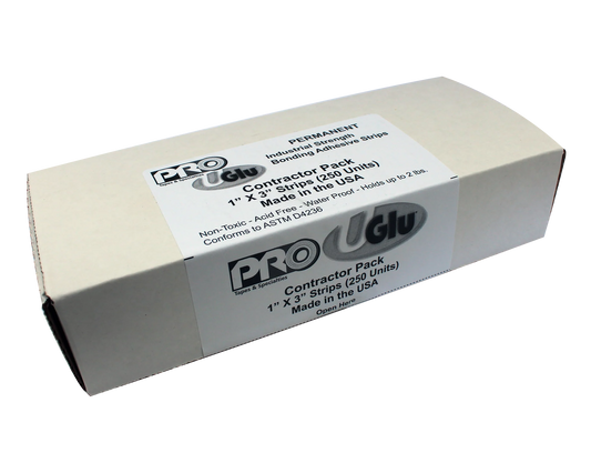 UGlu Dashes Contractor Pack Adhesive - 1" x 3" Strips - Box of 250 - Pro Tapes