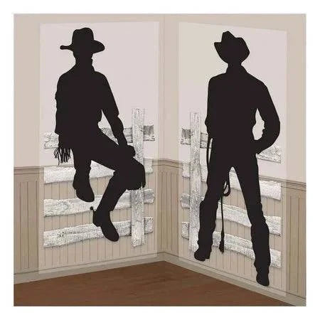 Western Cowboys Child Party 2 Wall Cowboy Scene Setters - Amscan