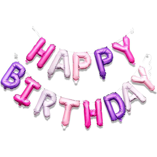 Happy Birthday 16" Milky Purple Foil Balloon Banner