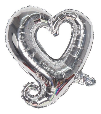 Winner Party 14" Silver Hollow Hook Heart Balloon
